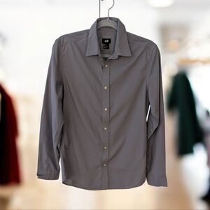 H & M Men's Gray Button Up Shirt Cotton Size S